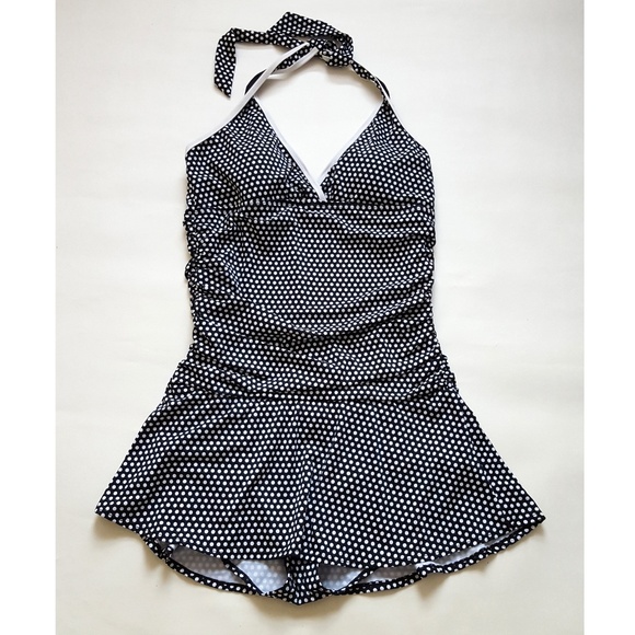 Women’s One Piece Halter Swimsuit Skirted - Picture 14 of 15